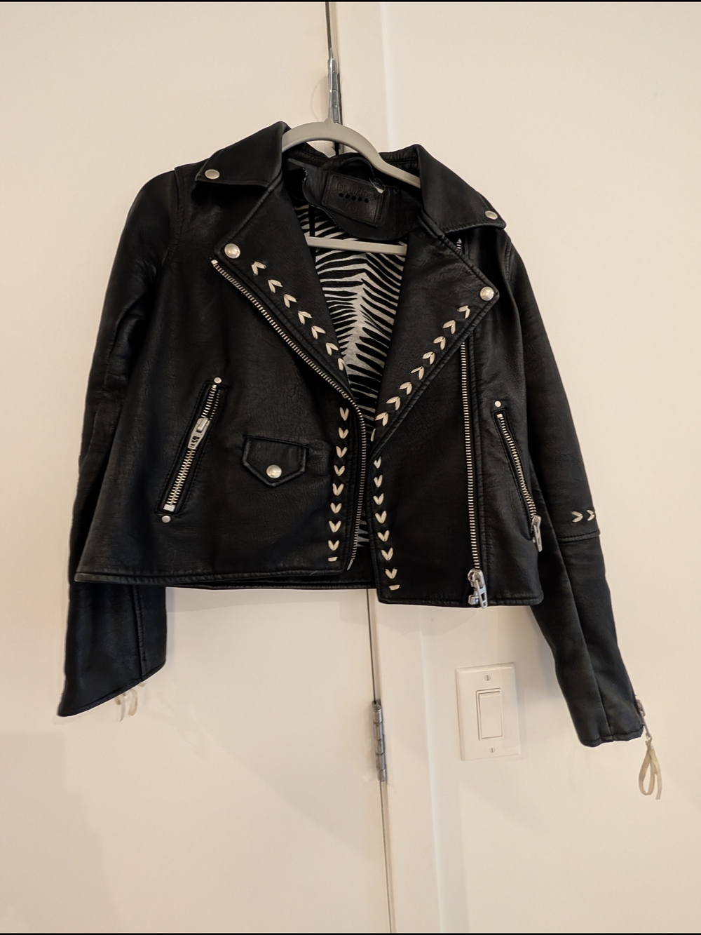 Blank NYC Black Faux Leather Studded Moto Jacket